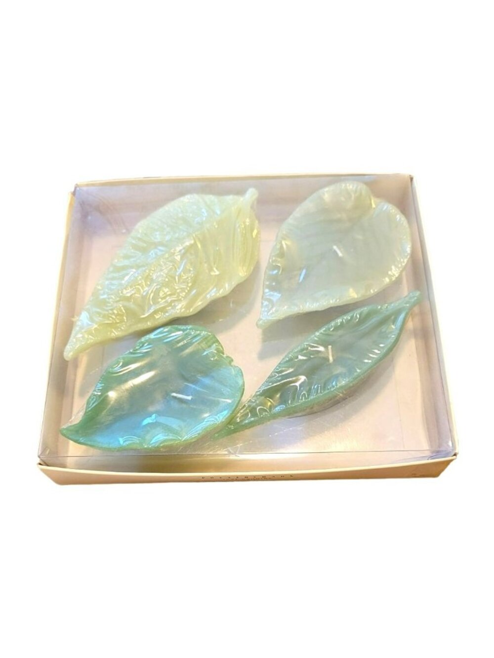 Pottery Barn Leaf Candles Set Lot of 4 Green Beautiful Decor NIB DH769
